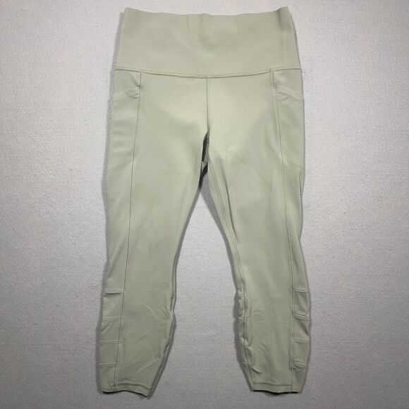 Athleta Legging Women Petite Medium MP Green‎ Salutation Stash Pocket Cinch 7/8 - Picture 1 of 13